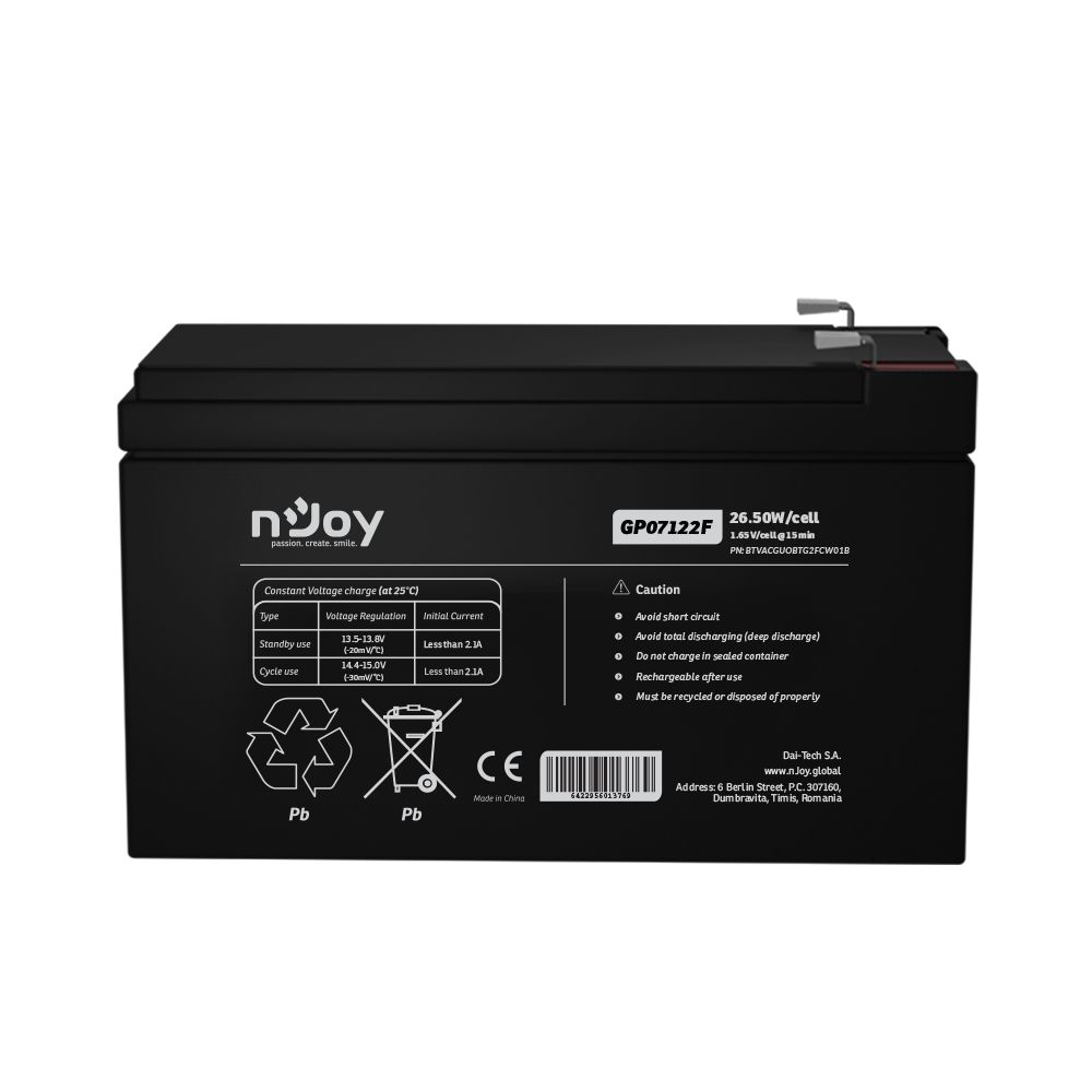Njoy 12V/7Ah szünetmentes akkumulátor 1db/csomag