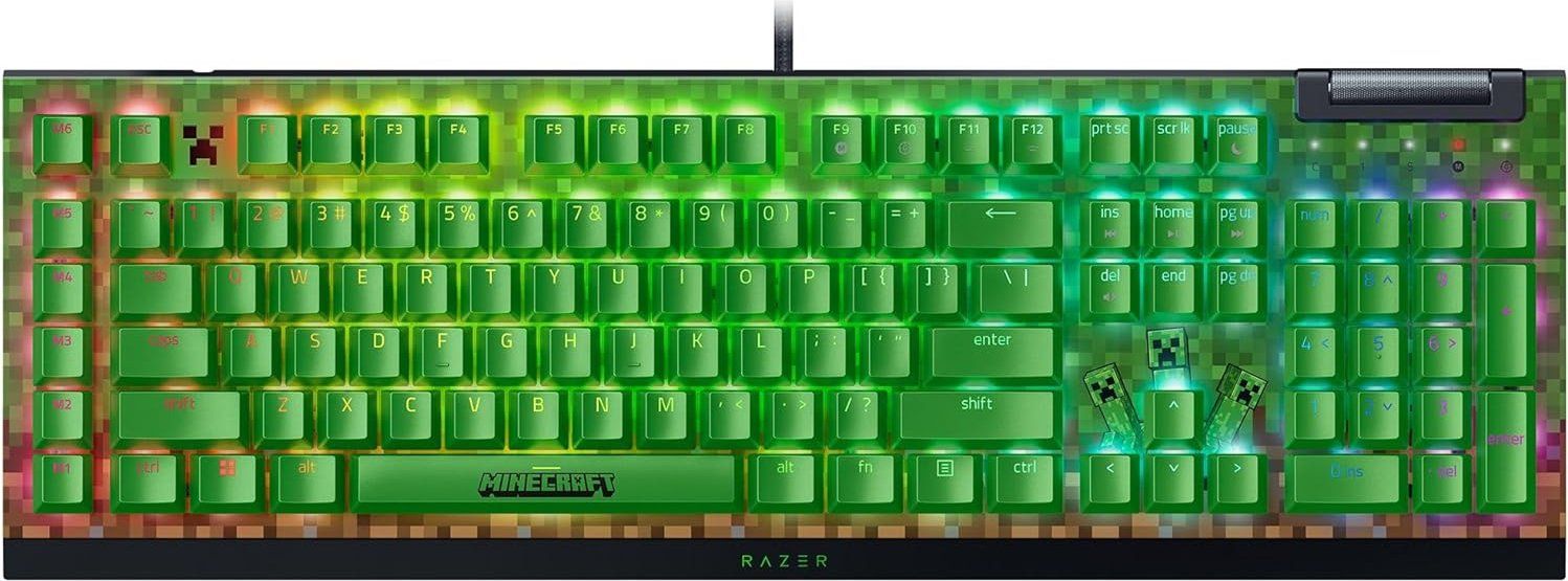 Razer BlackWidow V4 X Green Switch Mechanical Gaming Keyboard Minecraft Edition US