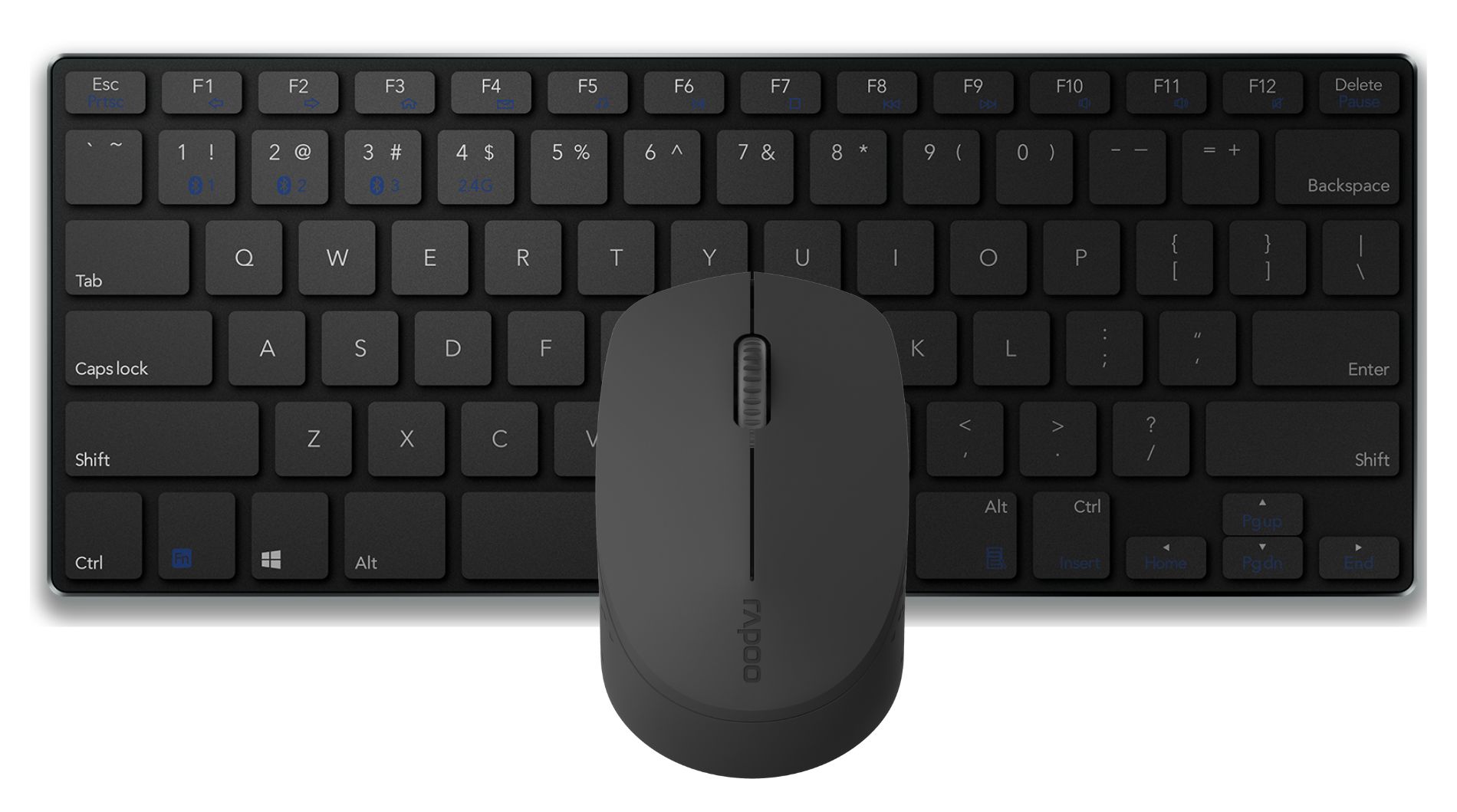 Rapoo 9000M Multi-mode Wireless Ultra-slim Keyboard + Mouse Black HU