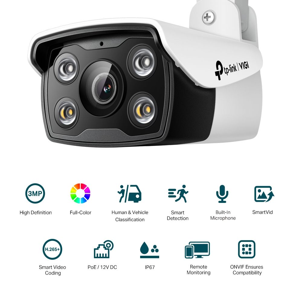 TP-Link VIGI C330 (2.8mm) 3MP Outdoor Full-Color Bullet Network Camera