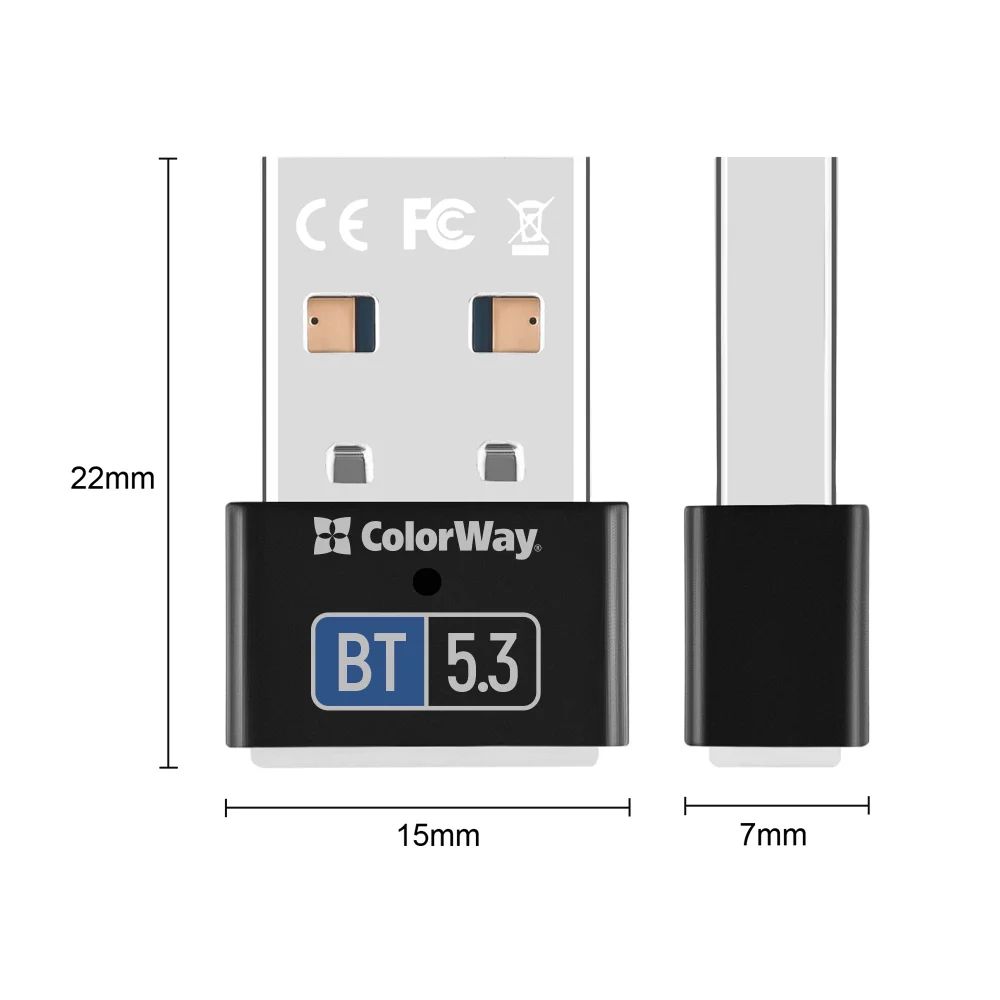 ColorWay CW-AD-BT53 Bluetooth BT 5.3 Adapter Black