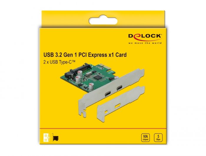 DeLock PCI Express x1 Card to 2 x external USB 5 Gbps USB Type-C Female