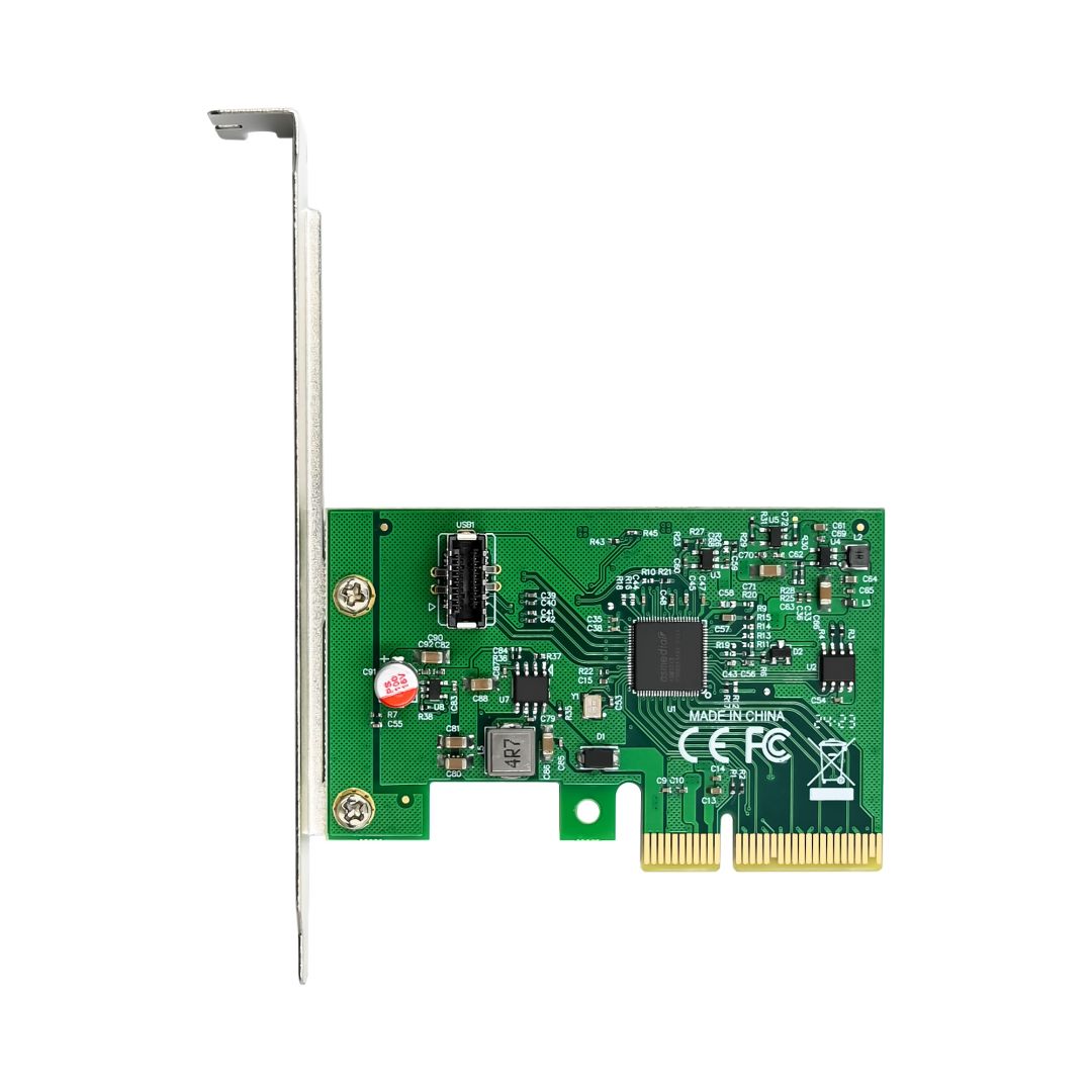 Inter-Tech ST-678 PCIe 3.0 expansion card with an internal USB 3.2 Gen 2x2 Type-E port.