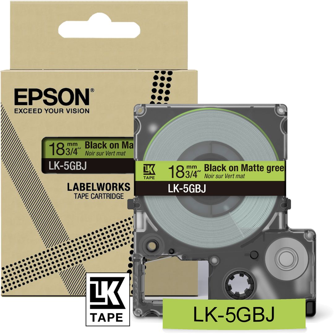 Epson LK-5GBJ címkeszalag (18mm) Black on Matte Green - 8m