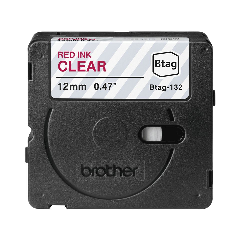 Brother BTAG-132 Címketekercs (12mm) Red on Clear - 4m