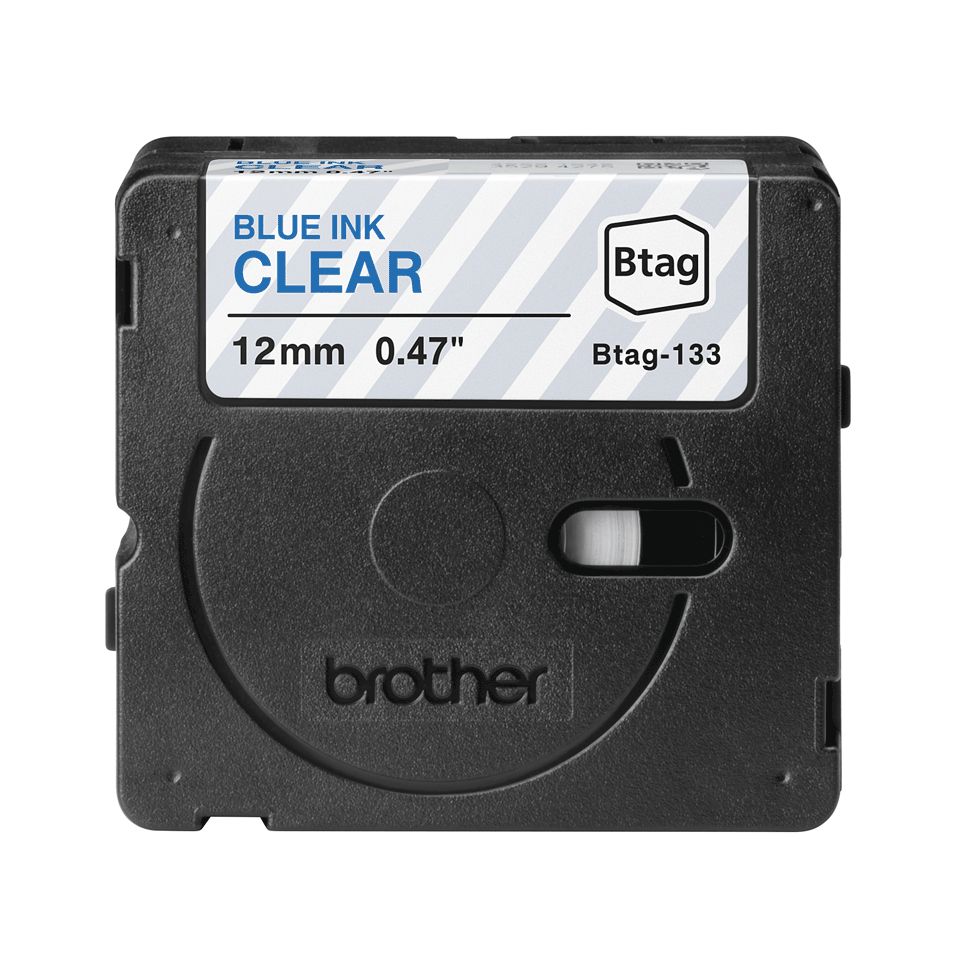 Brother BTAG-133 Címketekercs (12mm) Blue on Clear - 4m