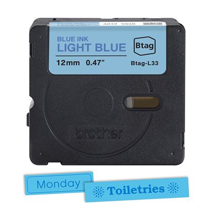 Brother BTAG-L33 Címketekercs (12mm) Blue on Light Blue - 4m