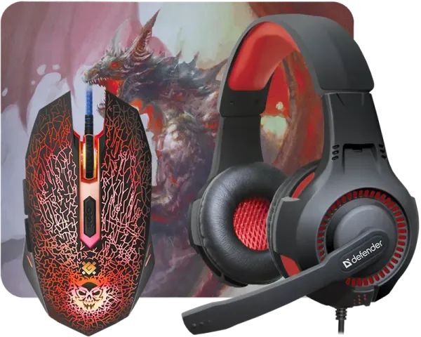 Defender Dragon born MHP 003 Gaming Mouse Kit Black/Red