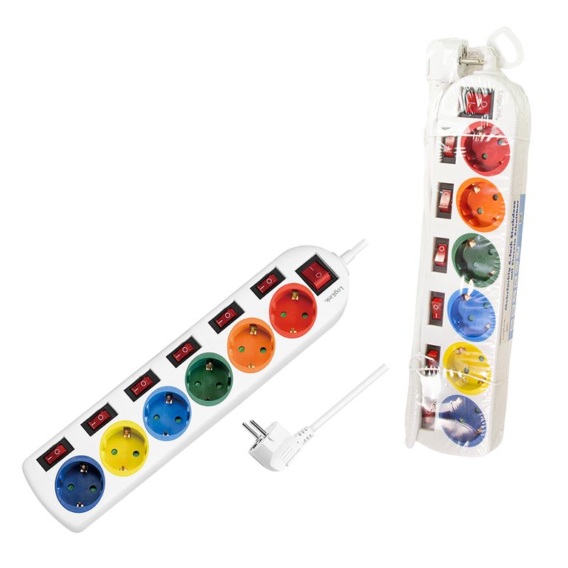 Logilink Hálózati Elosztó Kapcsolóval 6DIN 1,5m Multicolor