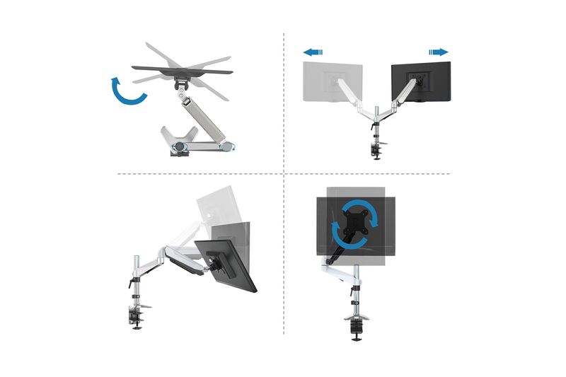 Digitus DA-90351 Universal Single Monitor Mount With Gas Spring And Table Fixture Silver