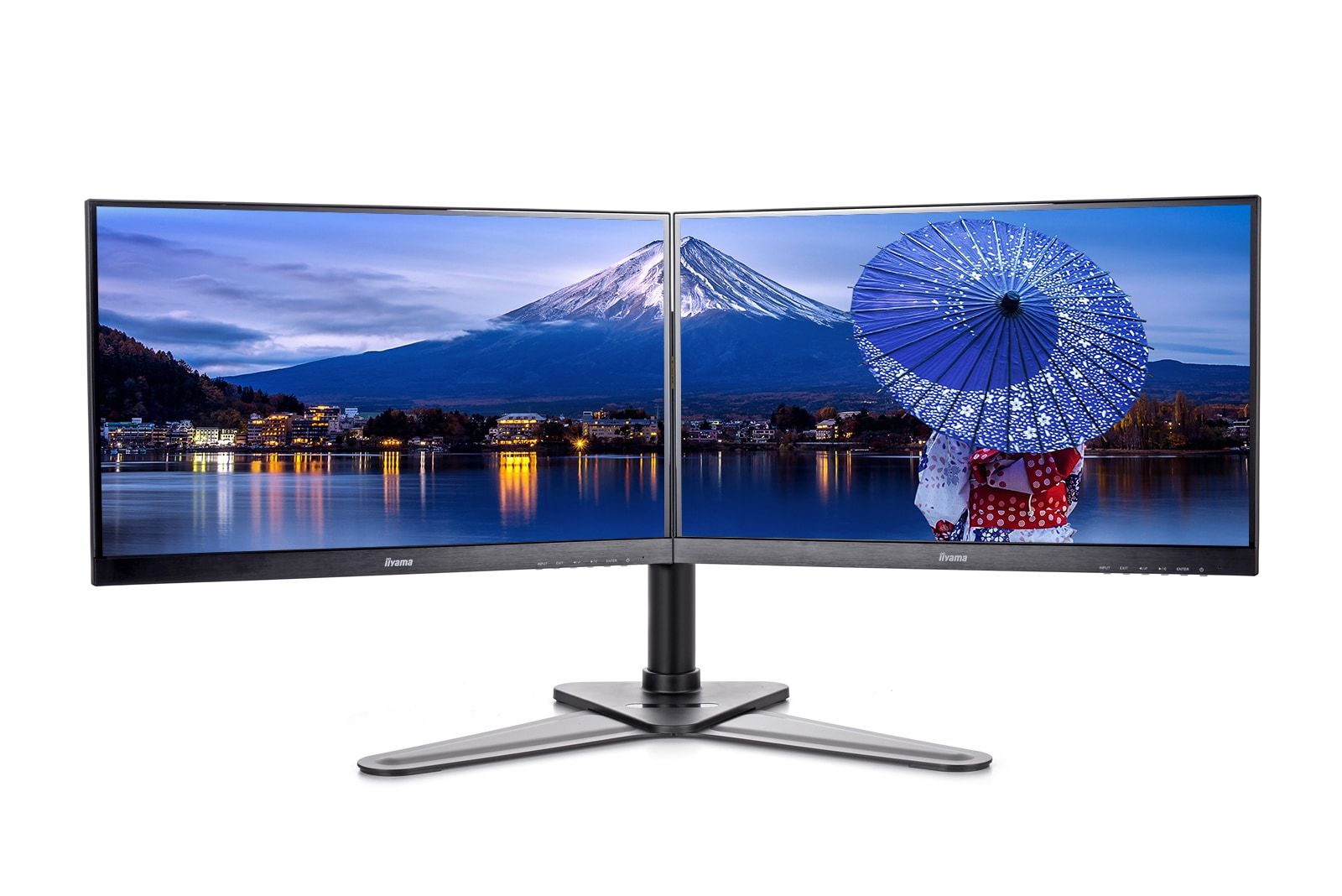 iiyama DS1002D-B1 Comfortable Dual Desktop Stand Black