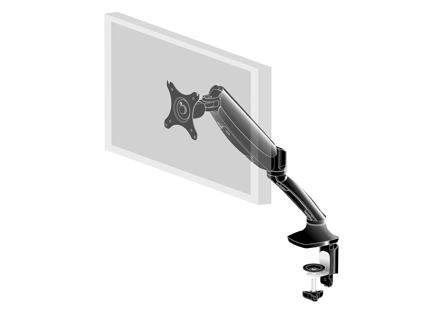 iiyama DS3001C-B1 Sleek And Stylish Single Gas Spring Monitor Arm Black