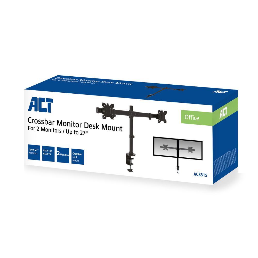 ACT AC8315 Monitor Desk Mount with Crossbar screens up to 27