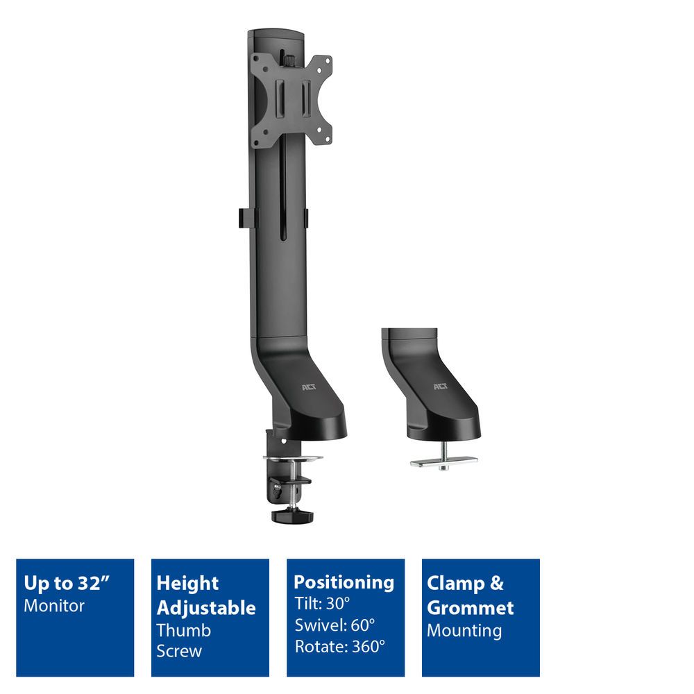 ACT AC8321 Single Monitor Arm Office Quick Height Adjustment 10