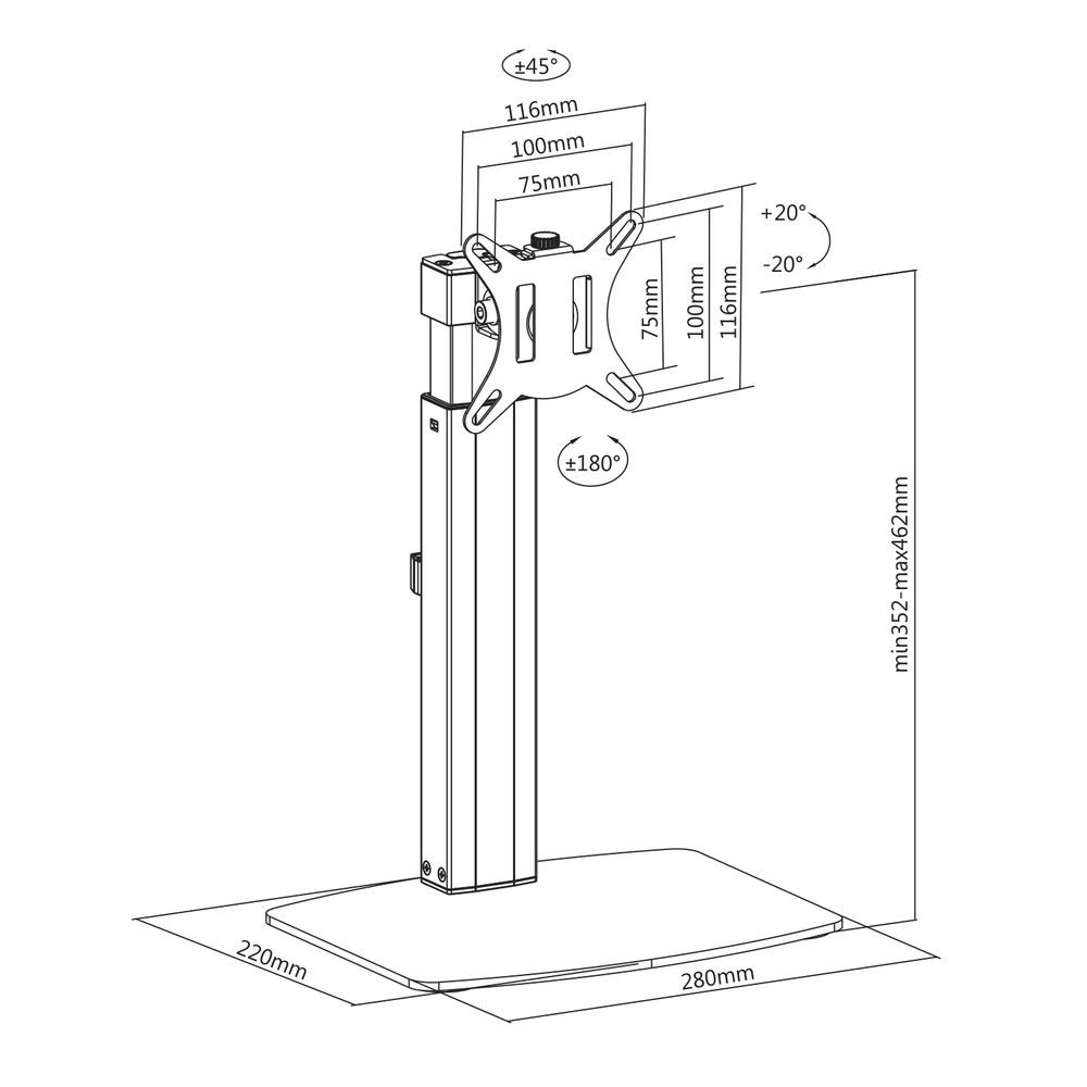 ACT AC8331 Free Standing Gas Spring Monitor Arm Office 10