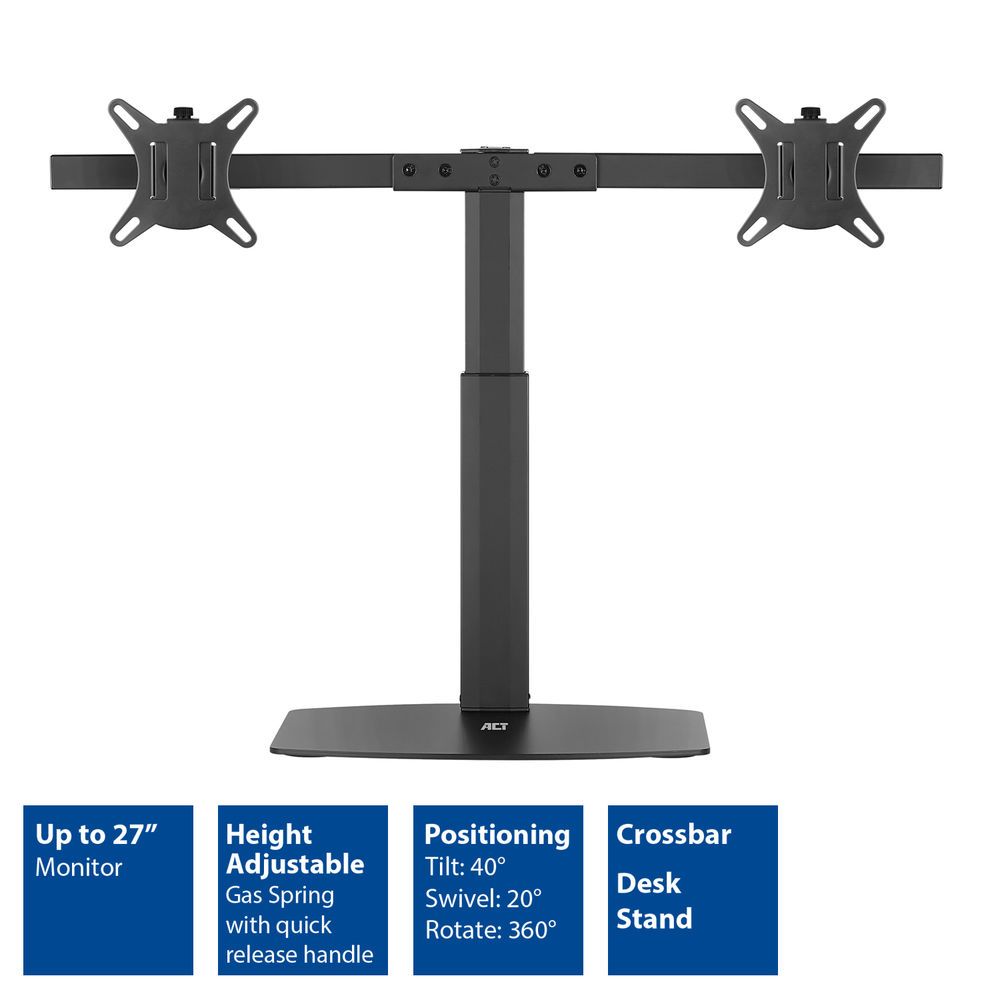 ACT AC8332 Free Standing Gas Spring Dual Monitor Arm Office Crossbar 10
