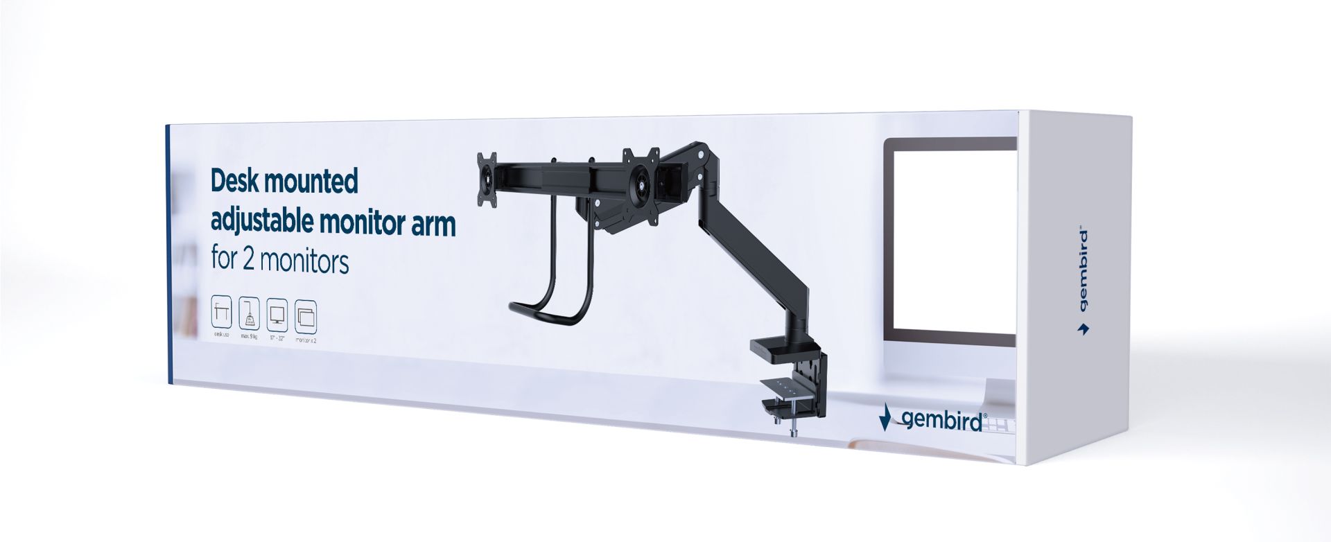 Gembird MA-DA2-04 Desk mounted adjustable monitor arm for 2 monitors 17