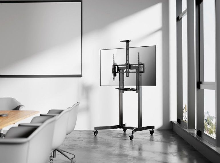 Gembird TVS-100T-01 Motorized height adjustable TV floor stand with caster wheels 55
