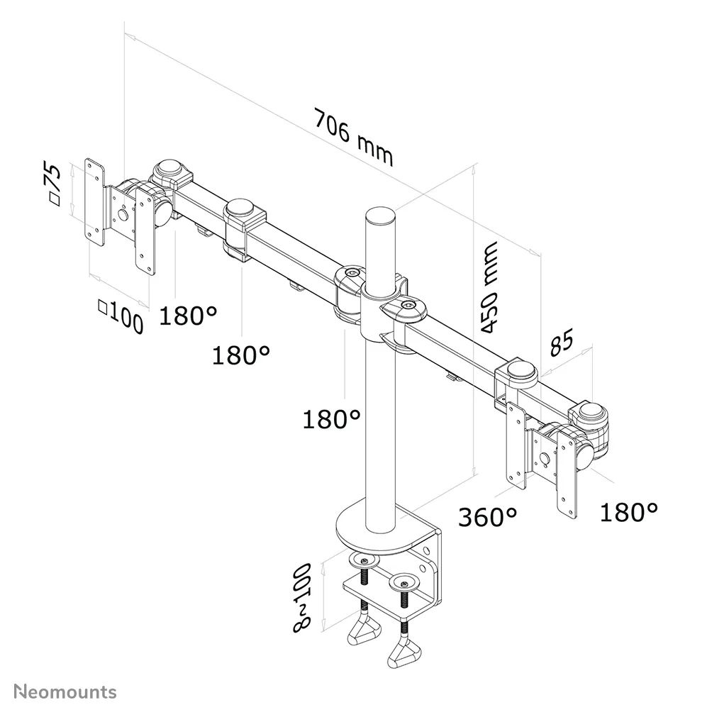 Neomounts FPMA-D960D Full Motion Dual desk monitor arm 10