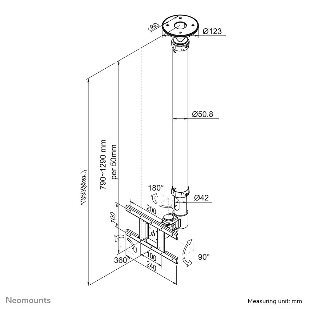 Neomounts FPMA-C100 TV/Monitor Ceiling Mount for 10