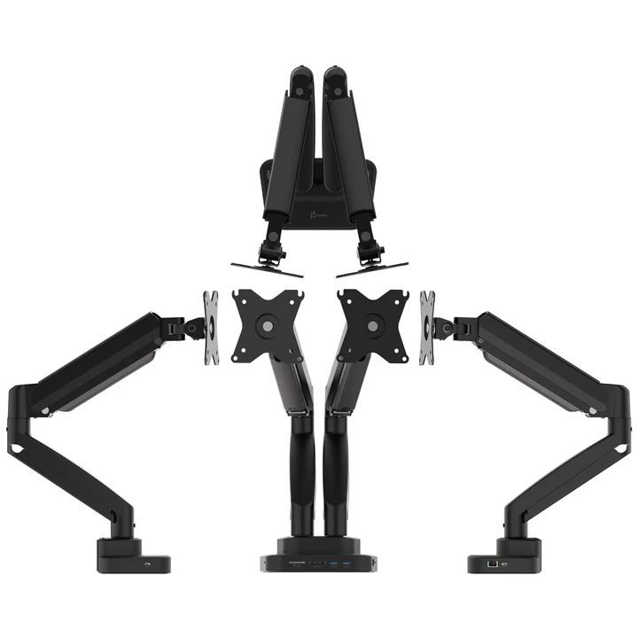 j5create JTSA302 Ergonomic Dual-Monitor Mount with Docking Station