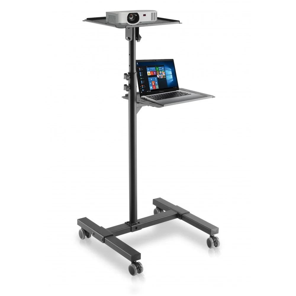 TECHLY  Universal Adjustable Trolley for Notebook Projector with Shelf Black