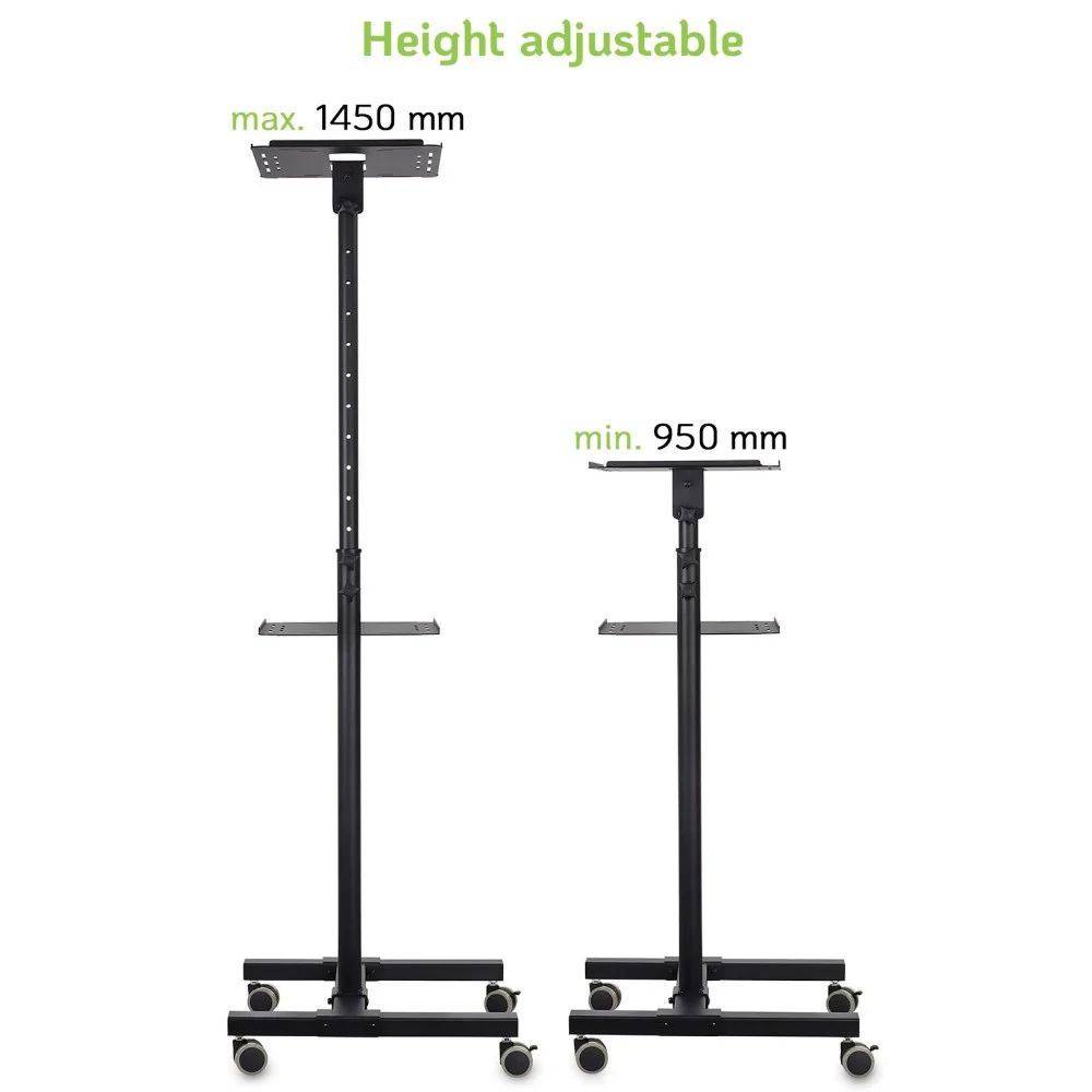 TECHLY  Universal Adjustable Trolley for Notebook Projector with Shelf Black