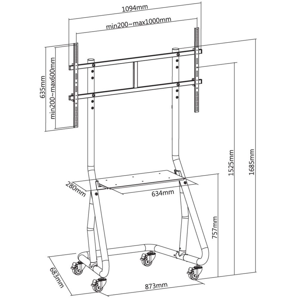 TECHLY  Trolley Floor Support for TV from 60