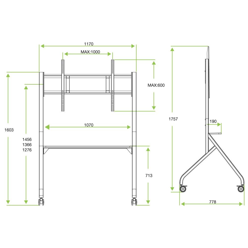 TECHLY  Multifunction Mobile Floor Stand for 65-100
