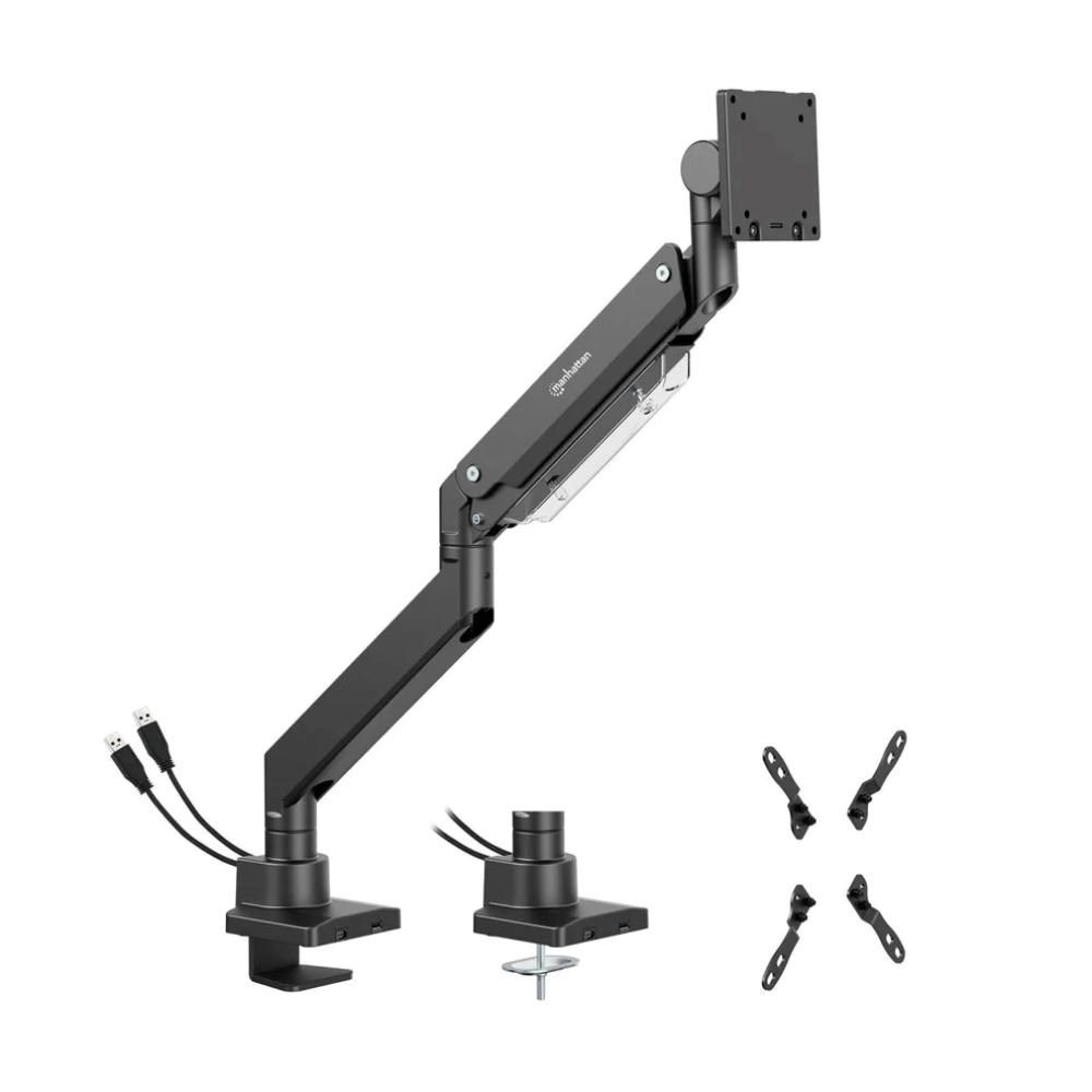 Manhattan Ultra heavy-Dusty Aluminium Gas Spring Single Desk Mount with USB Port 17