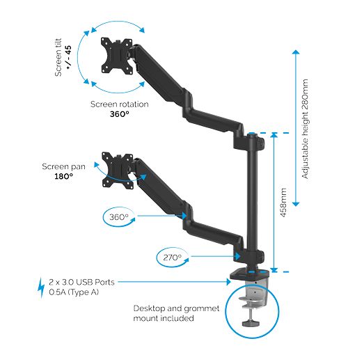 Fellowes Platinum Series Dual Stacking Monitor Arm 32