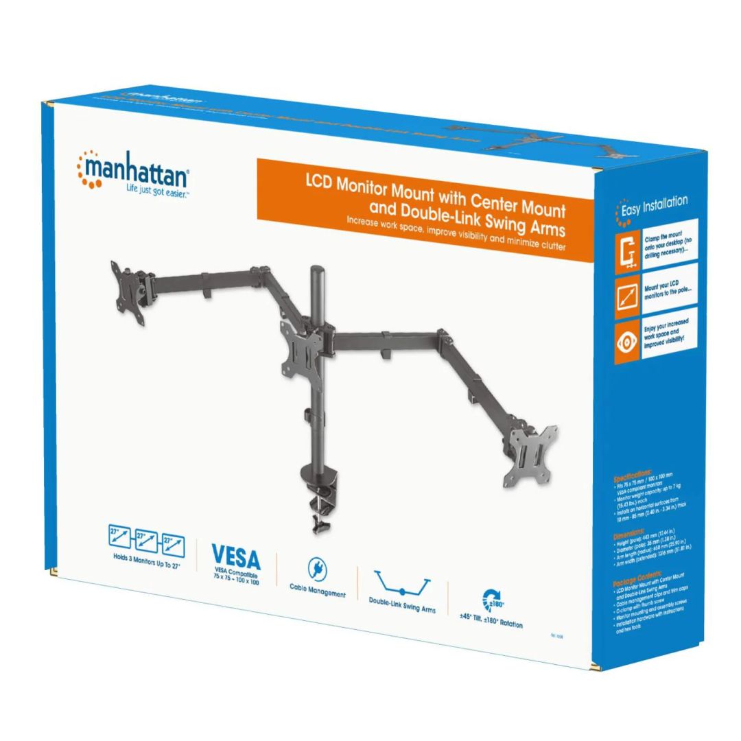 Manhattan LCD Monitor Mount with Center Mount and Double-Link Swing Arms