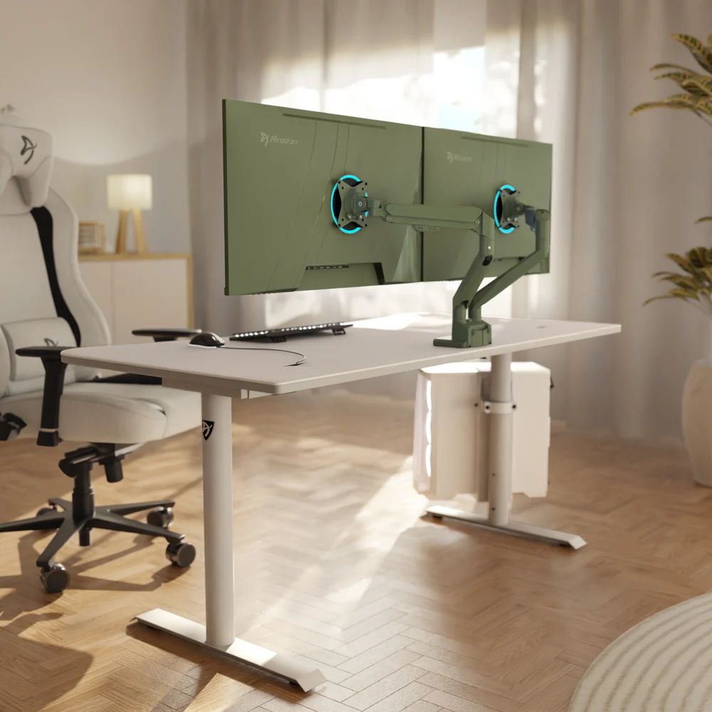 Arozzi Alzare Neo Duo Gas Spring Monitor Arm Forest Green
