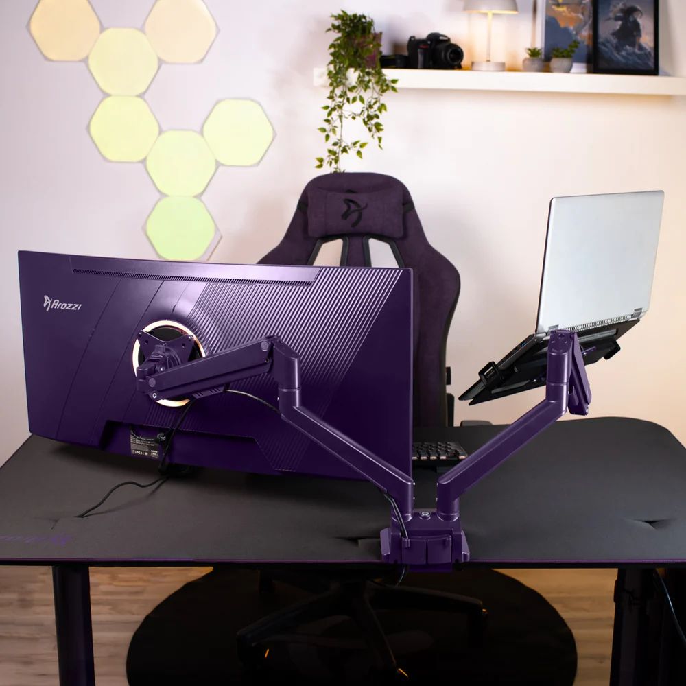 Arozzi Alzare Neo Duo Gas Spring Monitor Arm Purple