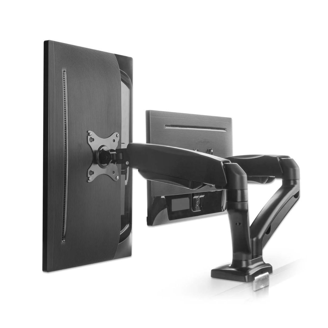 Manhattan Aluminum Gas Spring Dual Monitor Desk Mount 17