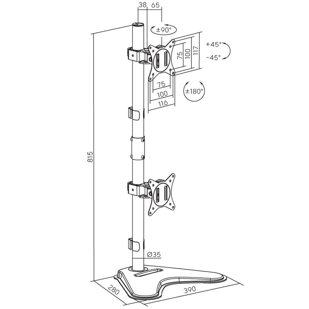 TECHLY  Desk Stand 2 Monitors 17-32