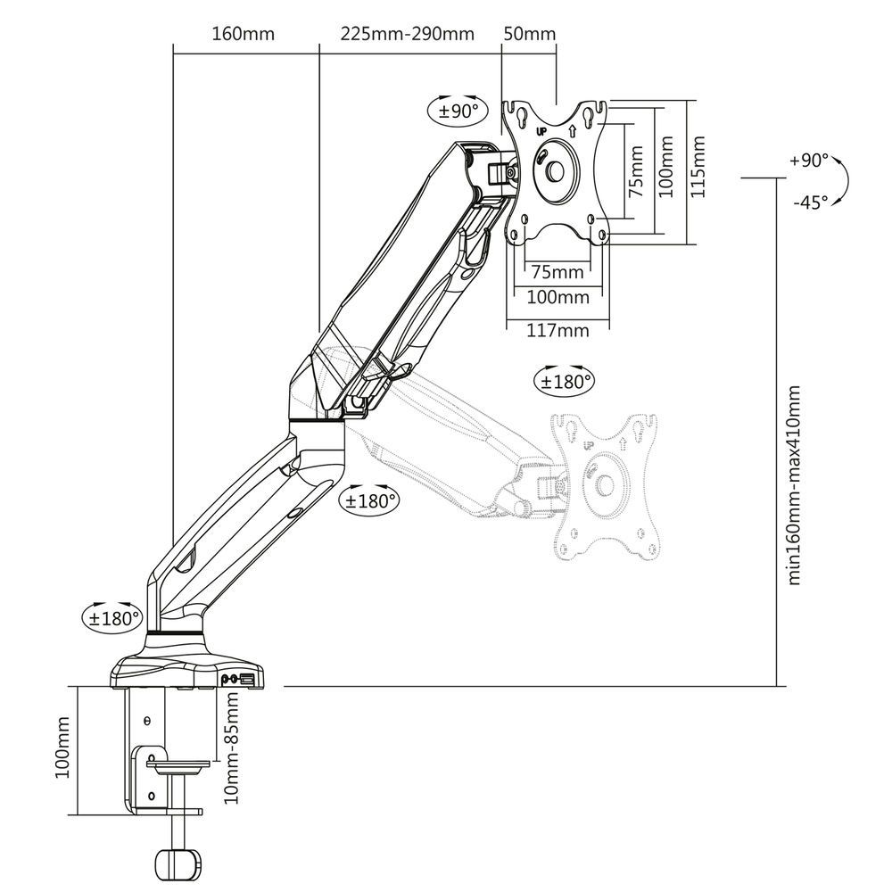 ACT AC8346 Universal laptop tray for monitor arms