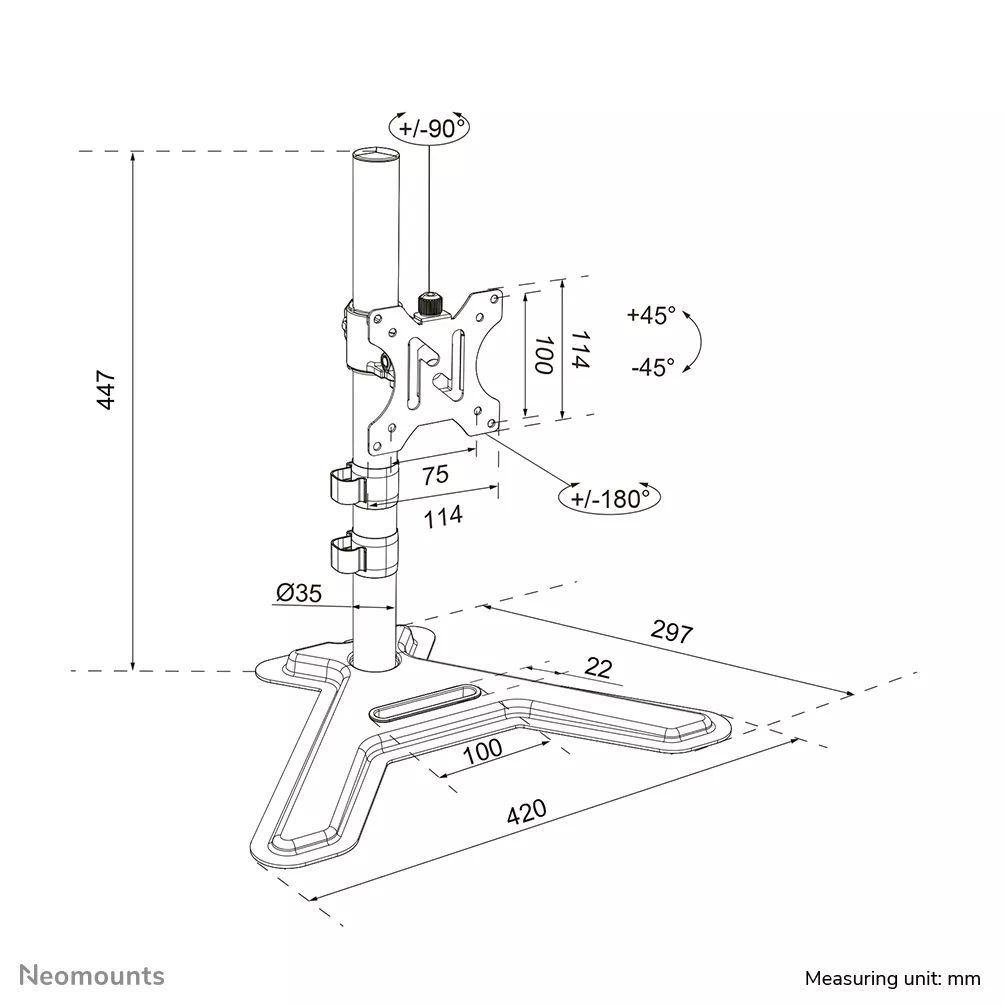 Neomounts DS45-600BL1 Single monitor stand 10-32
