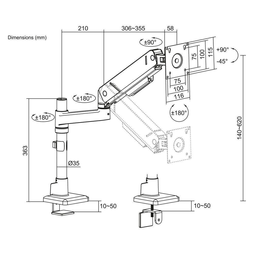 ACT AC8329 Monitor arm 45
