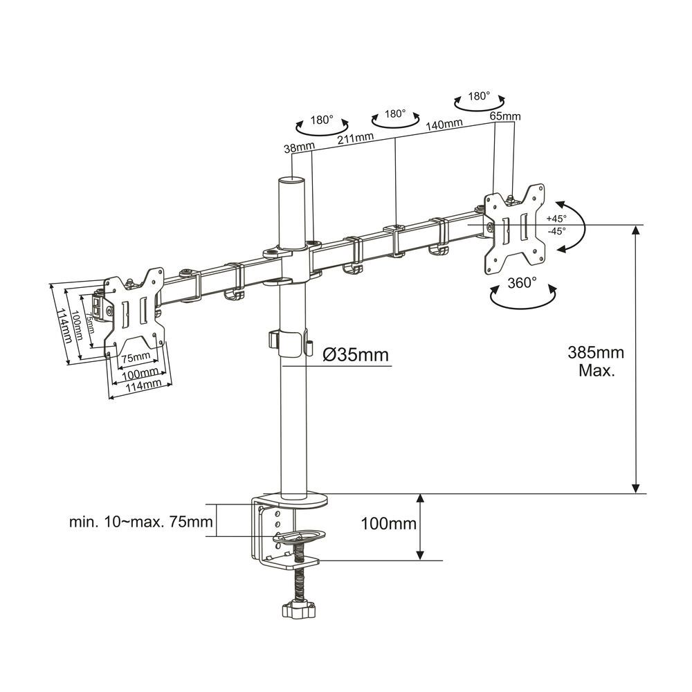 ACT AC8362 Dual Monitor arm 32