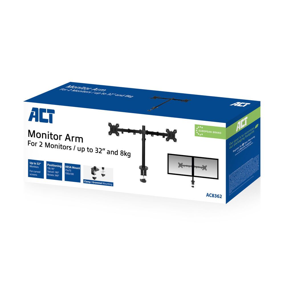 ACT AC8362 Dual Monitor arm 32