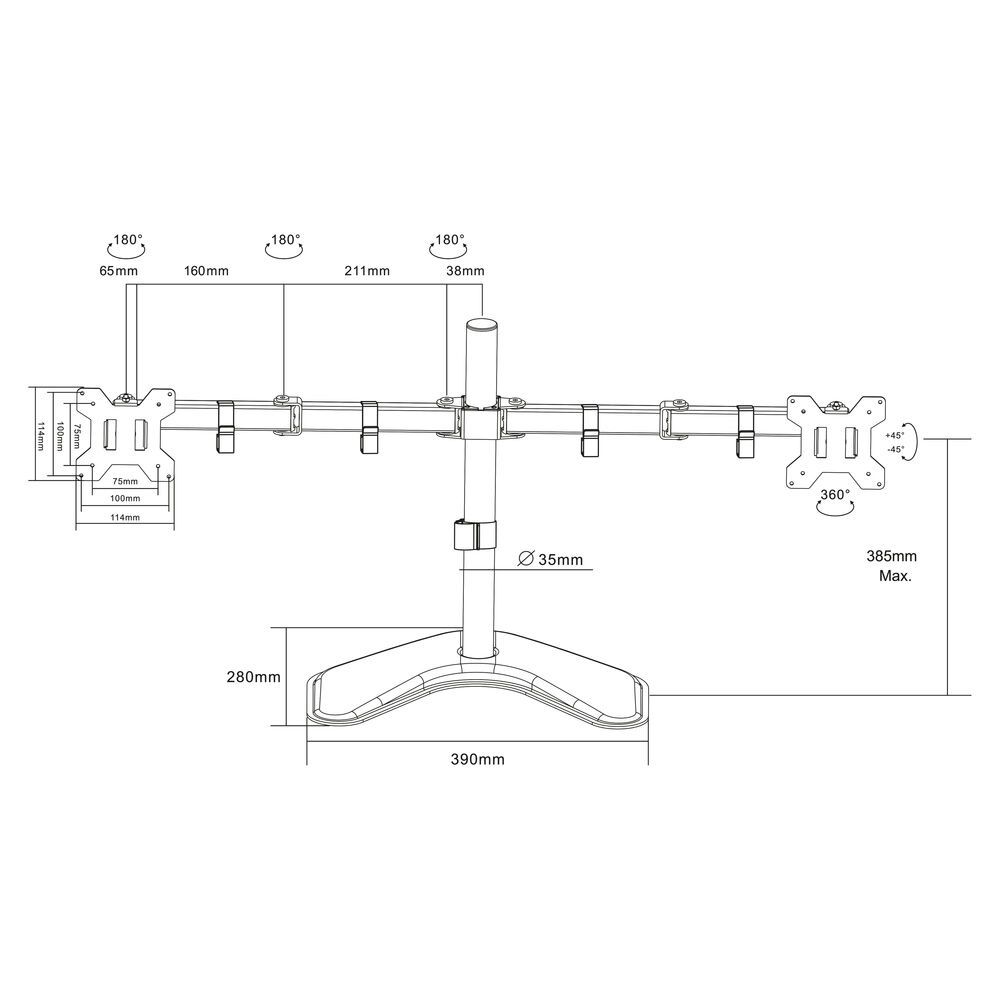 ACT AC8362 Dual Monitor arm desk stand 32