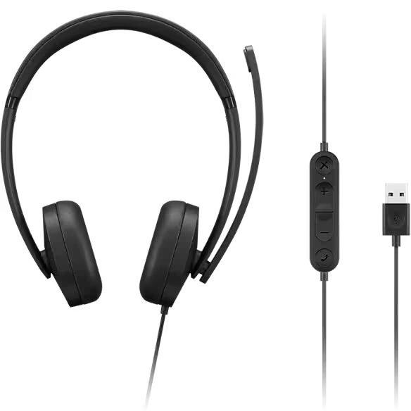 Lenovo USB-A Wired Stereo Gen 2 Headset Black