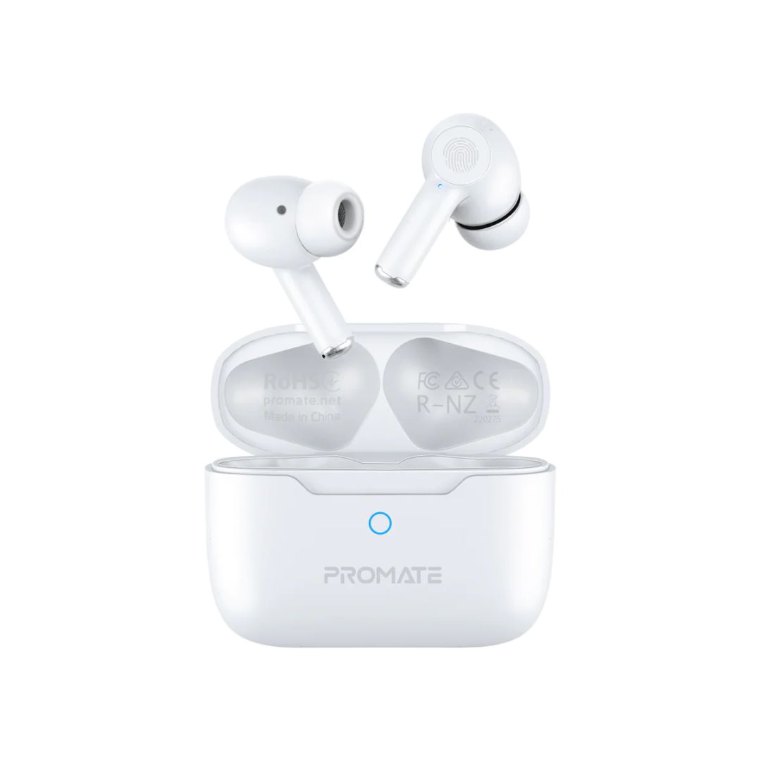 Promate  ProPods High-Definition ANC TWS Earphones with intellitouch Headset White