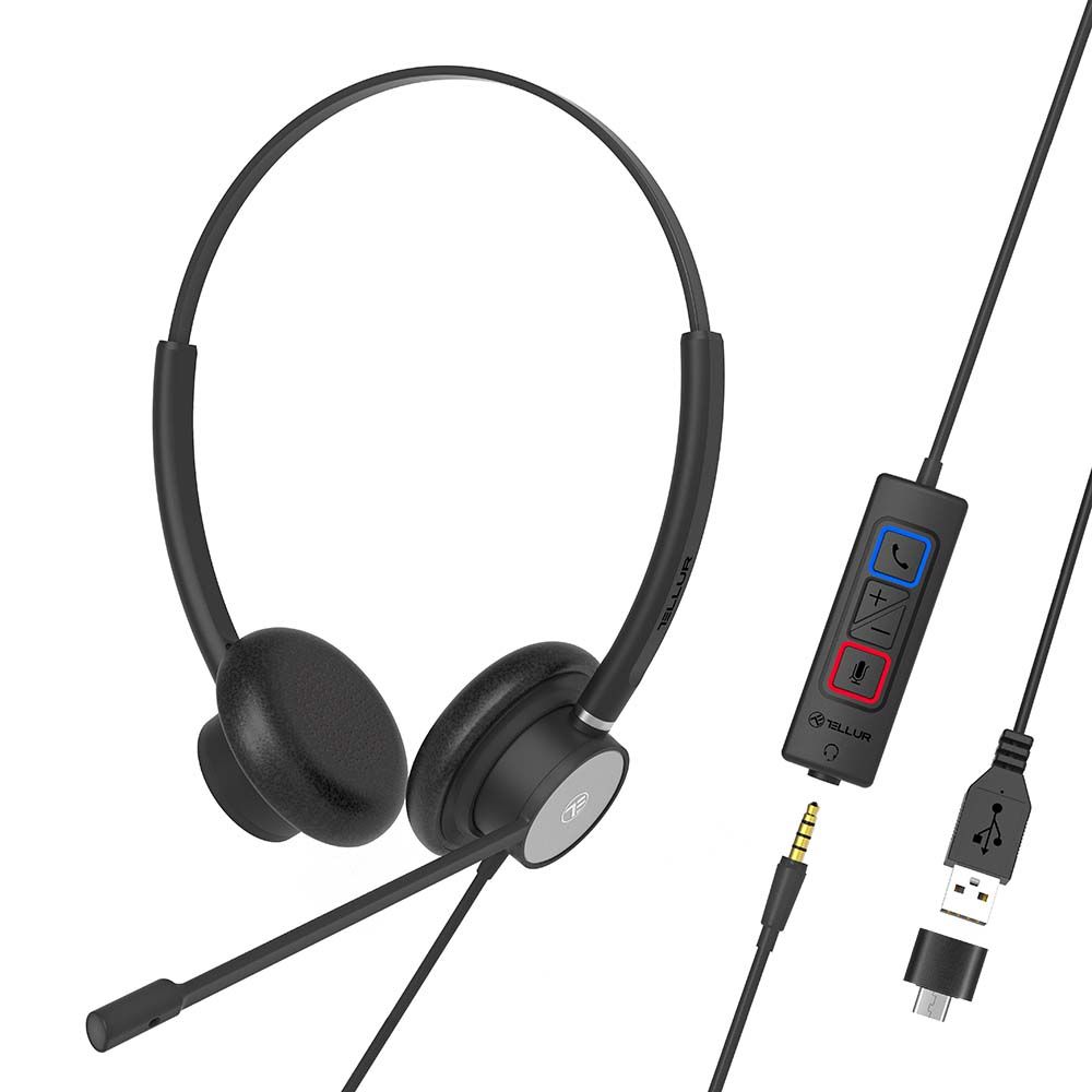 Tellur Voice 420 Wired USB and Jack 3,5mm Headset Black