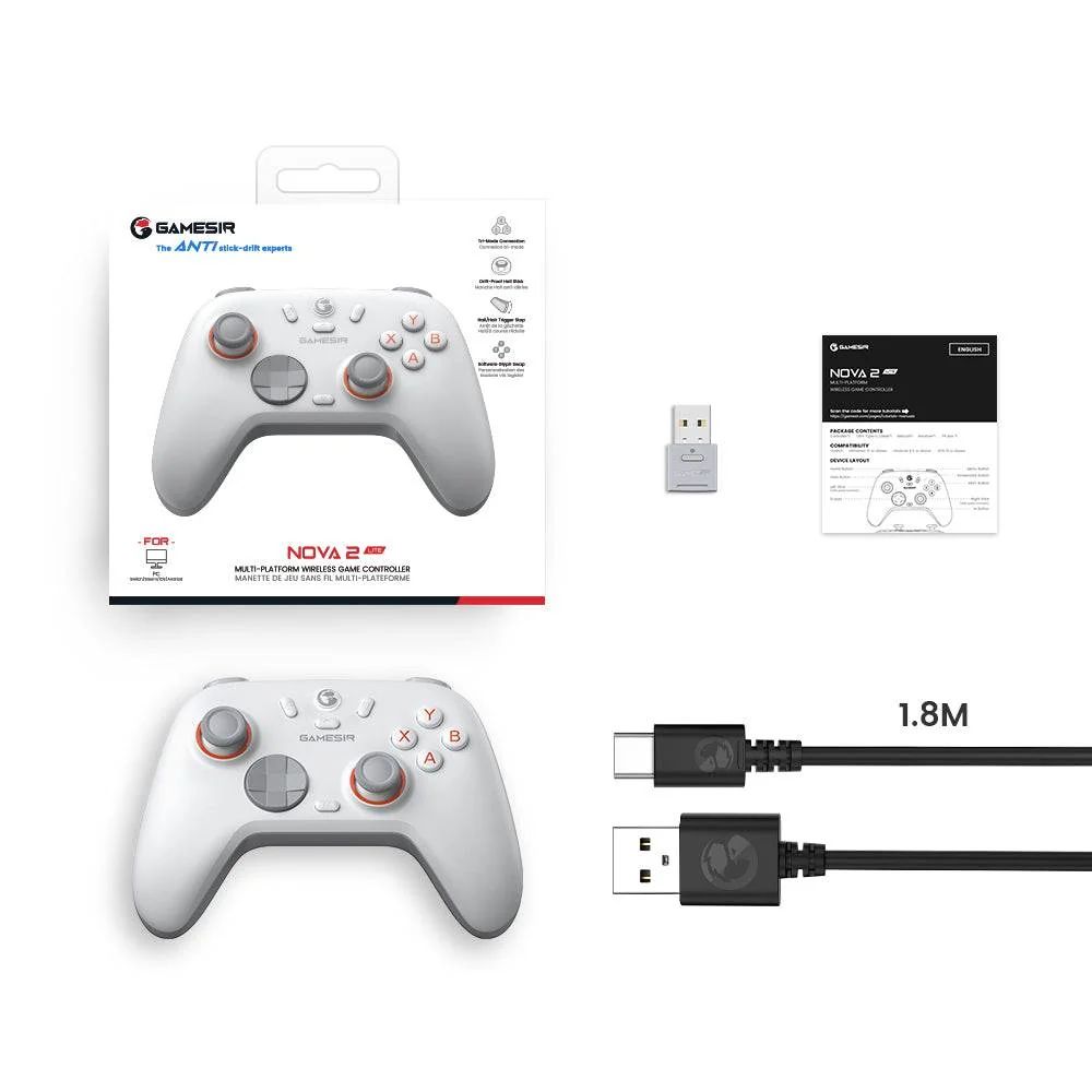 GameSir Nova Lite 2 Multiplatform Wireless Bluetooth Gamepad Luminous White