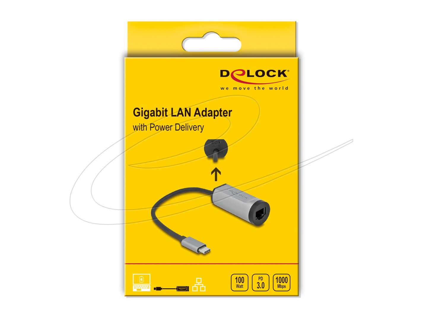 DeLock USB Type-C Adapter to Gigabit LAN with Power Delivery port Grey