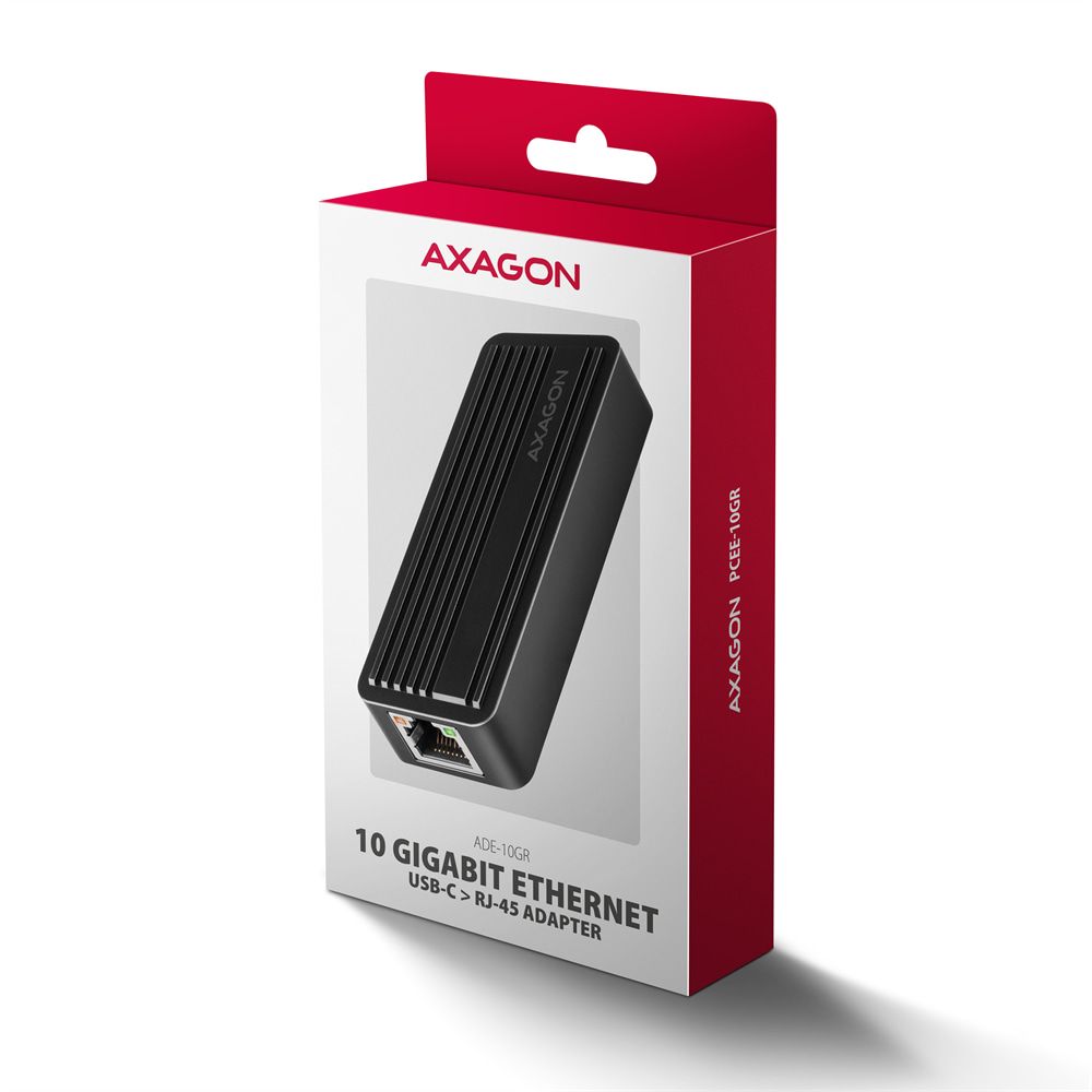 AXAGON ADE-10GR Type-C USB3.2 Gen 2 - 10 Gigabit Ethernet 10/100/1000/2500/5000/10000 Adapter Aluminum/Black