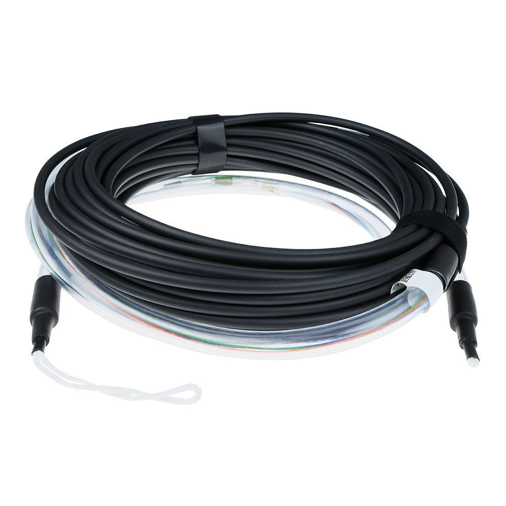 ACT Singlemode 9/125 OS2 indoor/outdoor cable 4 way with LC connectors 140m Black