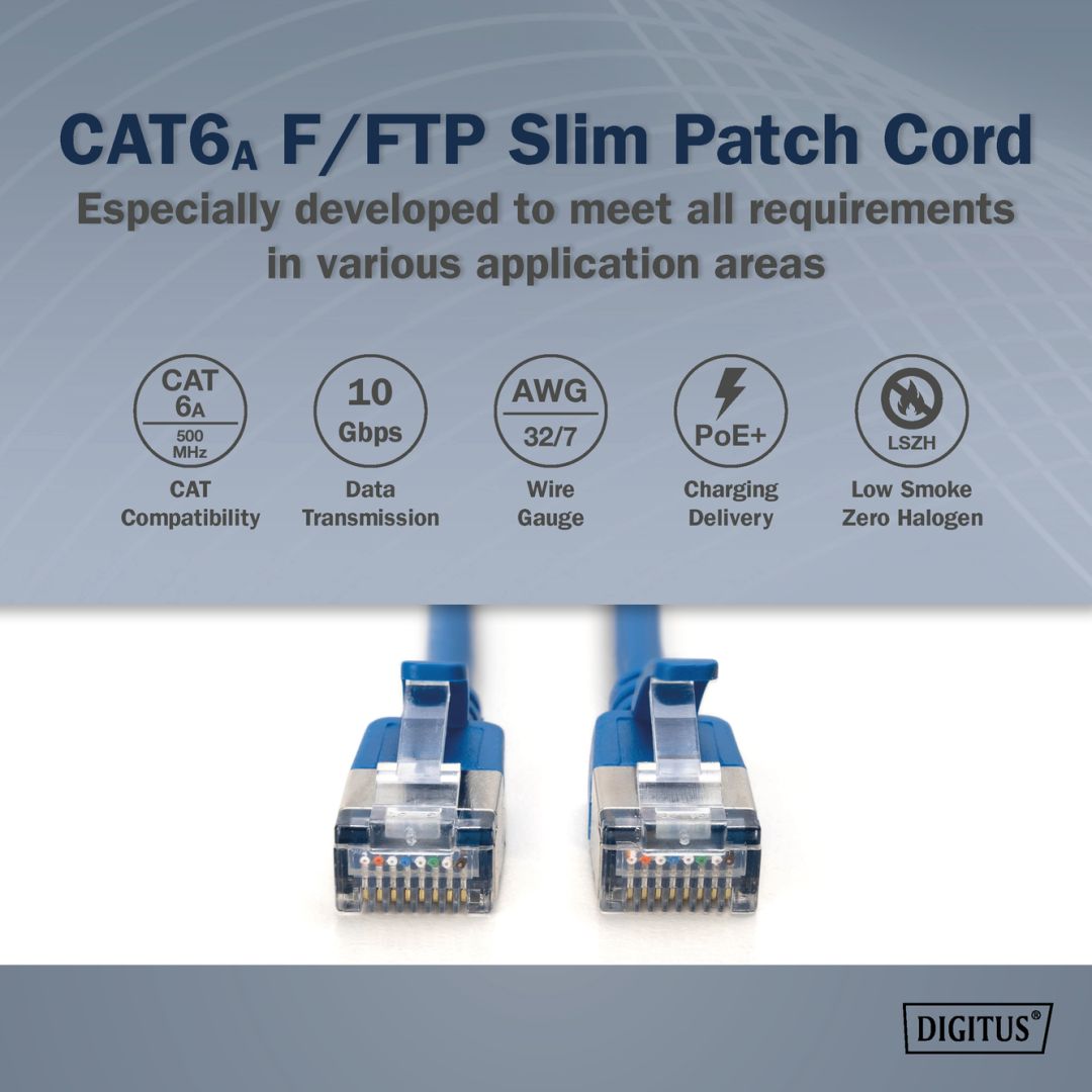Digitus CAT6A F-FTP Patch Cable 2m Blue